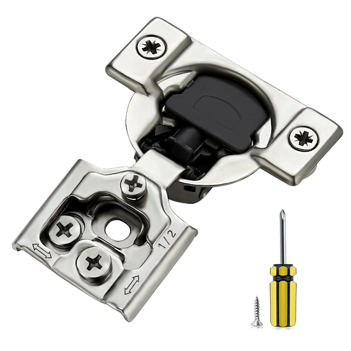 Ravinte 50-pack overlay hinges with soft close for 1/2-inch cabinets.