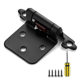 Ravinte 50-pack half-overlay hinges for face-frame cabinets with a durable matte black finish.