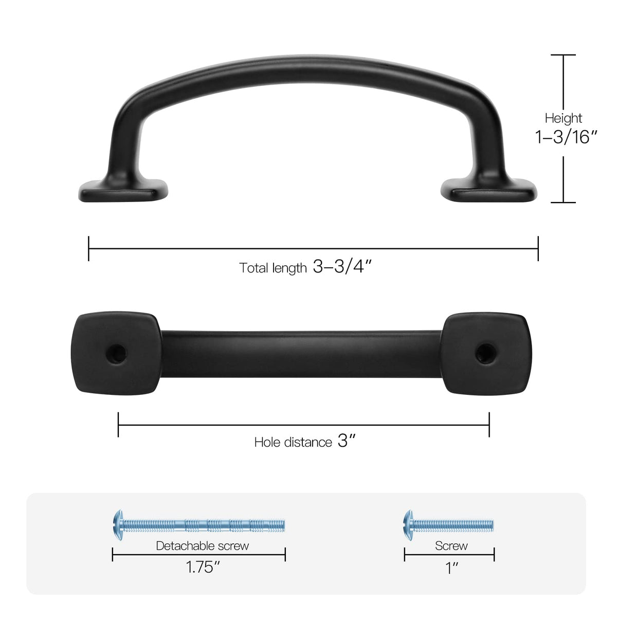 Ravinte Arch Pull shows 76mm center hole measurement for fit