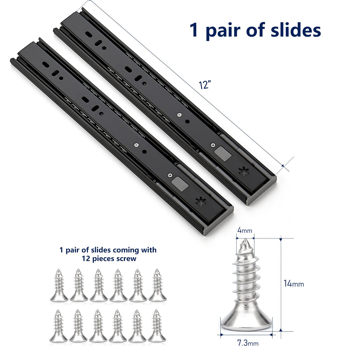 Ravinte drawer slide with black zinc finish for corrosion resistance