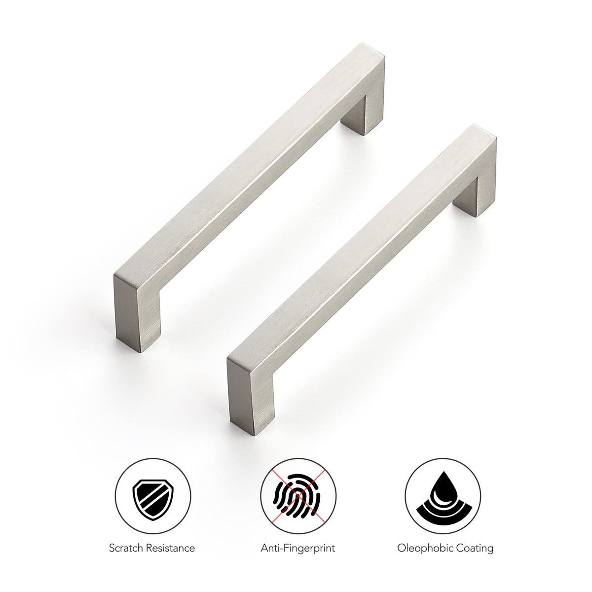 Ravinte brushed nickel cabinet pull set ready for installation.
