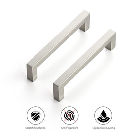 Ravinte brushed nickel cabinet pull set ready for installation.