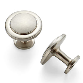 Ravinte brushed nickel knob close-up showing 1-1/4 inch diameter for cabinets