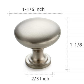 Ravinte brushed nickel round cabinet knob on cabinet door offers timeless style and comfort.