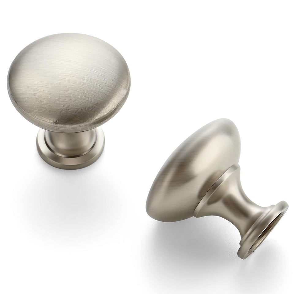 Ravinte brushed nickel round knob close-up shows smooth finish and grip