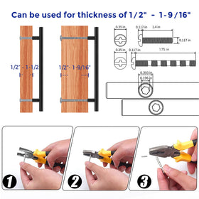 Ravinte cabinet handle installation guide illustration showing center-to-center spacing