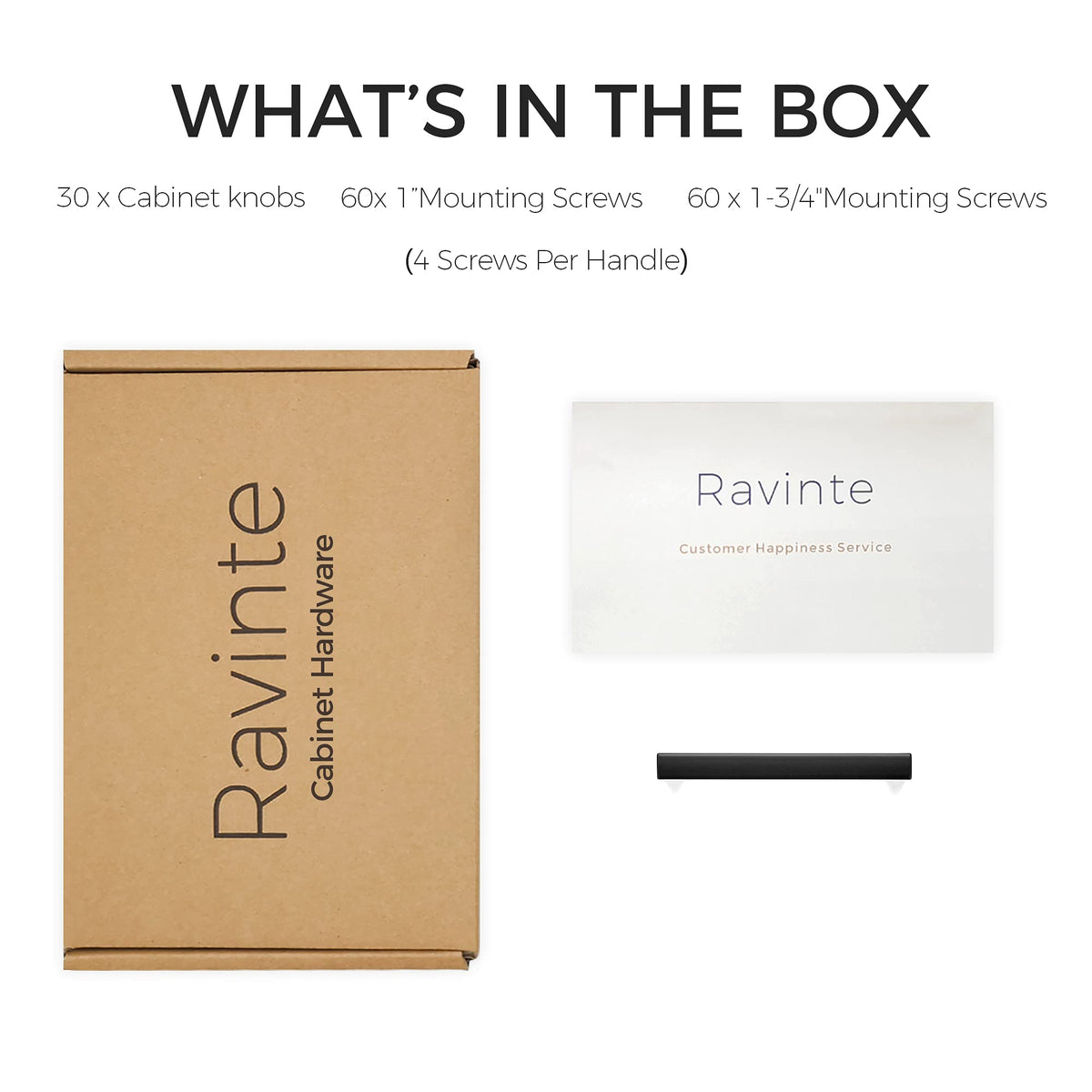 Ravinte matte black handles resist smudges, helping maintain a tidy cabinet look.