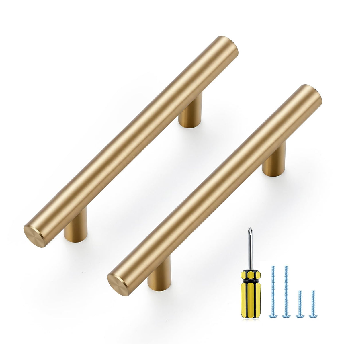Ravinte champagne bronze 3-inch hole-center cabinet handle with smooth edges for comfortable grip.