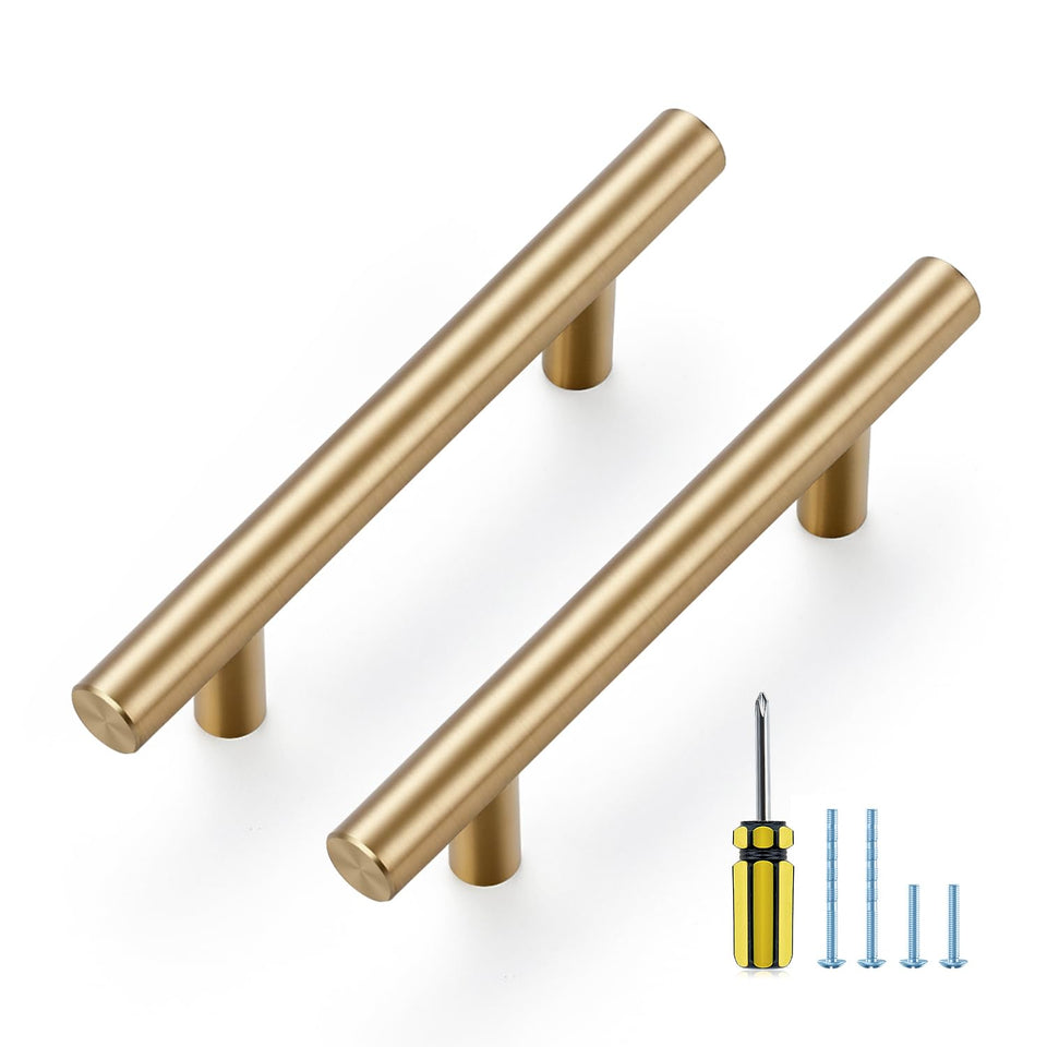 Ravinte Champagne Bronze cabinet pull, 3-inch center, modern style for cabinets.