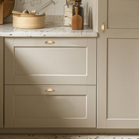 Ravinte Champagne Bronze pulls installed on a drawer, quick upgrade