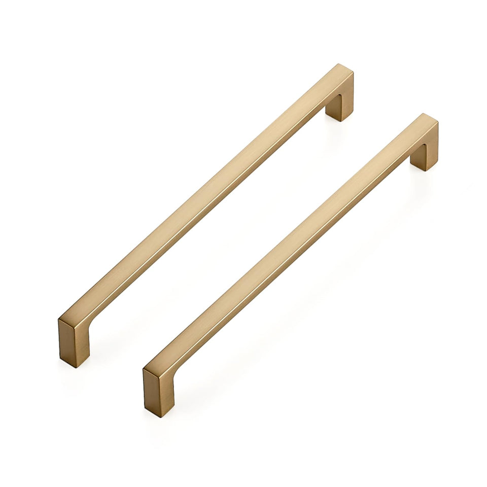 Ravinte Champagne Bronze square cabinet handle on a drawer with durable zinc construction.