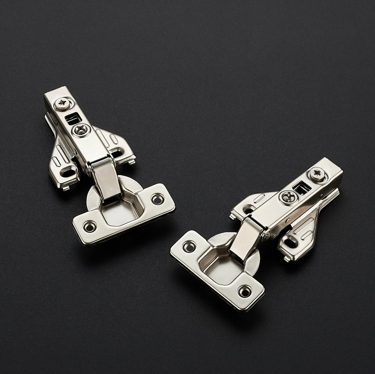 Concealed hinge with built-in damper provides quiet operation