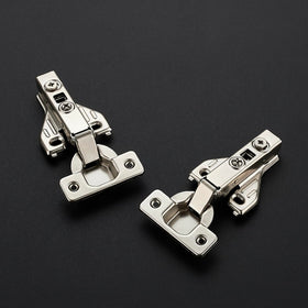 Concealed hinge with built-in damper provides quiet operation
