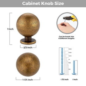 Antique brass finish knob for kitchen cabinets with classic appeal and durability.