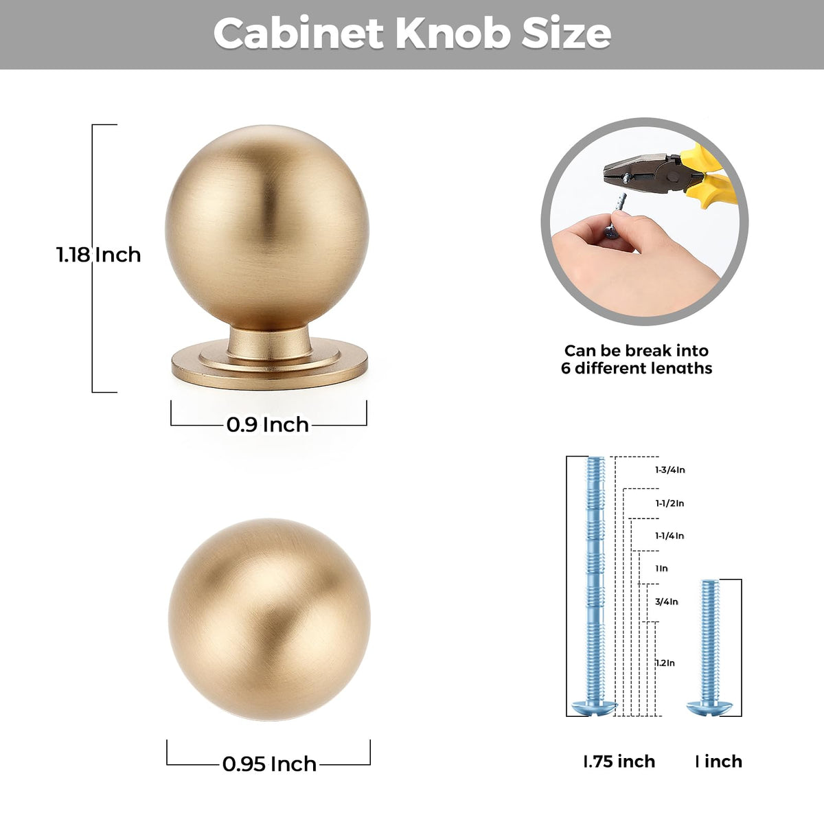 Ravinte Decor round knob side angle, versatile for drawers and doors.