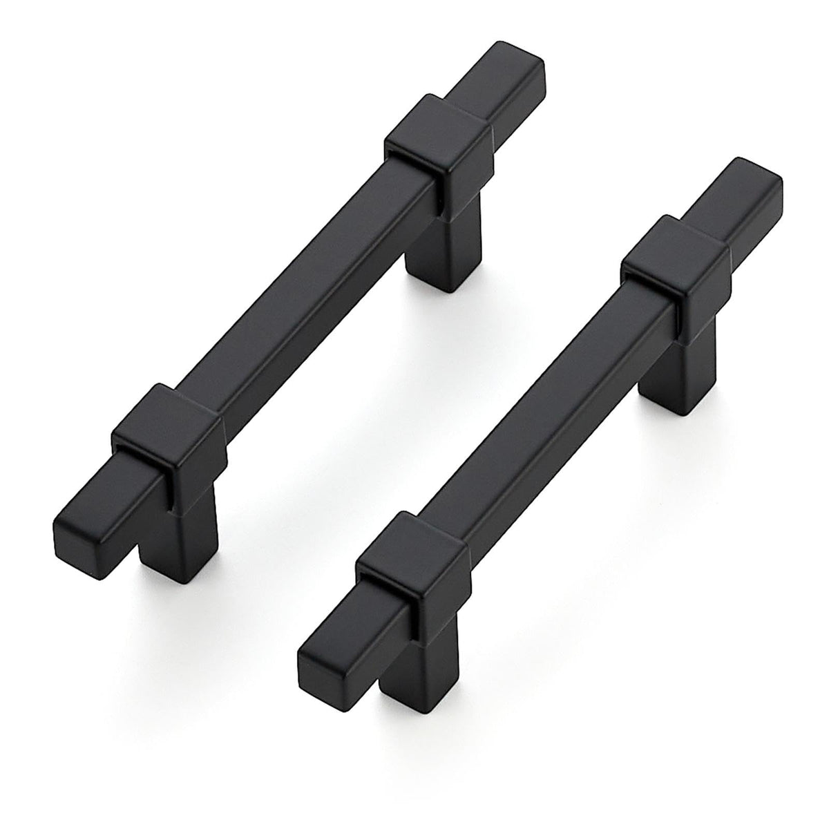 Ravinte Decor square handle matte black with 3-inch hole center for kitchen cabinets