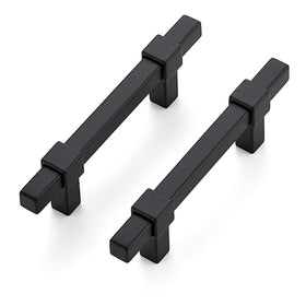 Ravinte Decor square handle matte black with 3-inch hole center for kitchen cabinets