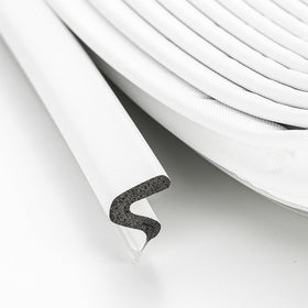 Ravinte door seal strip close-up showing foam core and grooves for a snug fit.