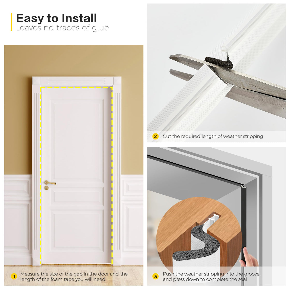 Ravinte door weather strip at edge of door reduces dust entry.