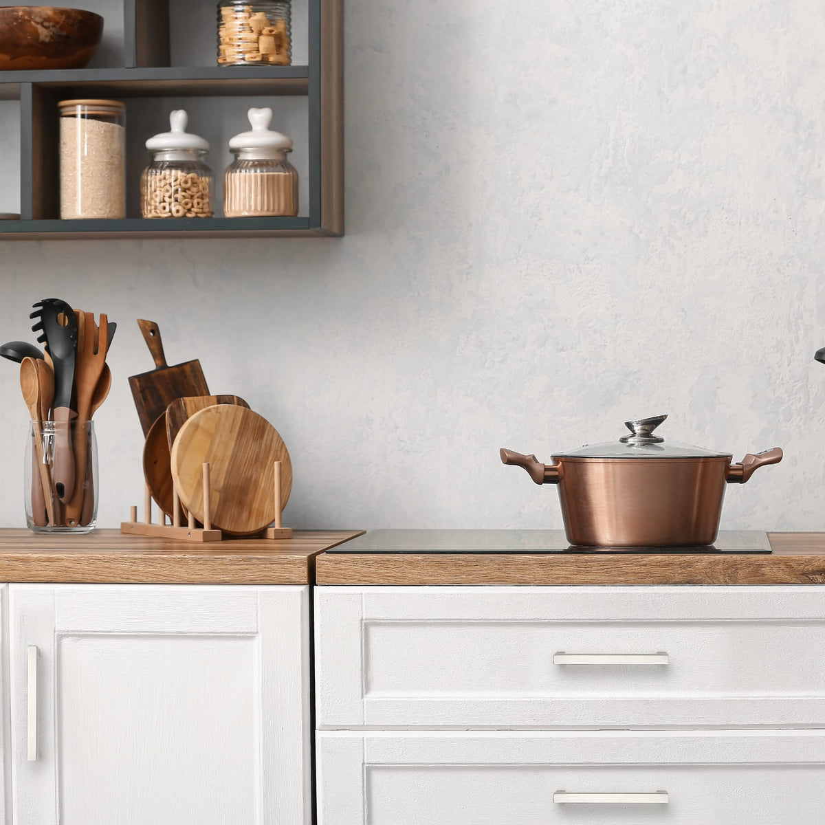 Ravinte 5-inch handles, front view, pairs with brushed nickel finishes
