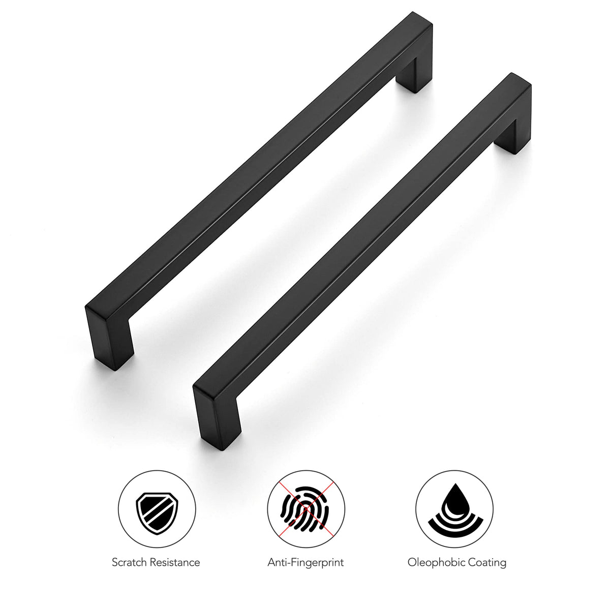 Ravinte farmhouse-inspired matte black pulls bridging traditional and transitional styles.