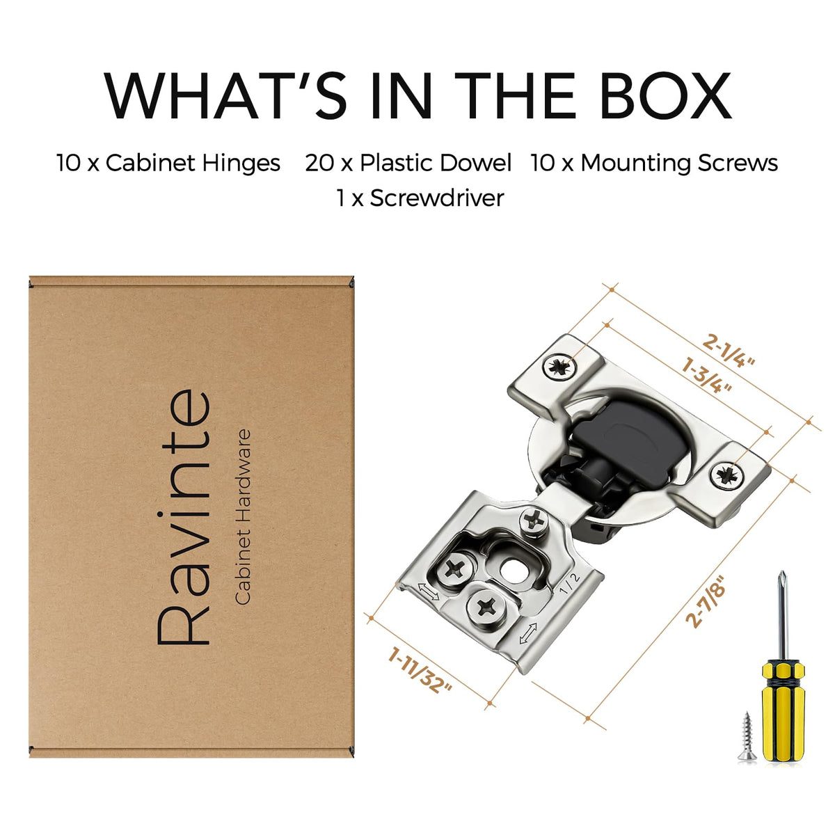 Ravinte half-inch overlay hinges ideal for upgrade across kitchen cabinets.