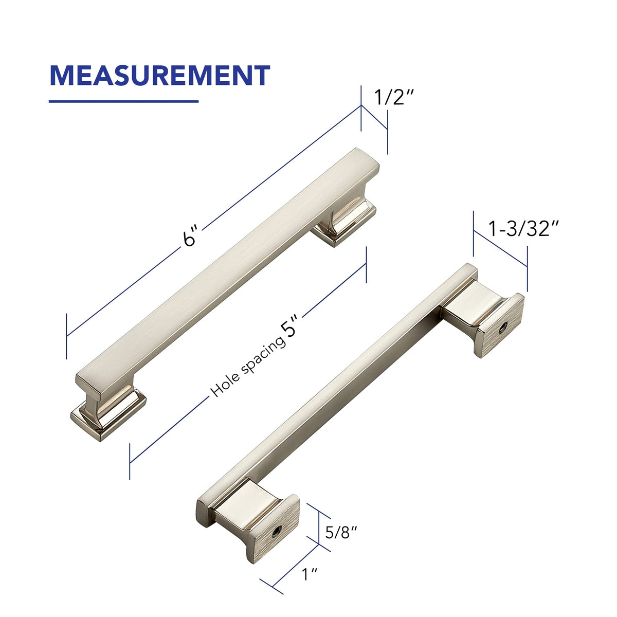 Ravinte Hardware 6-inch brushed nickel cabinet pull closeup shows durable finish