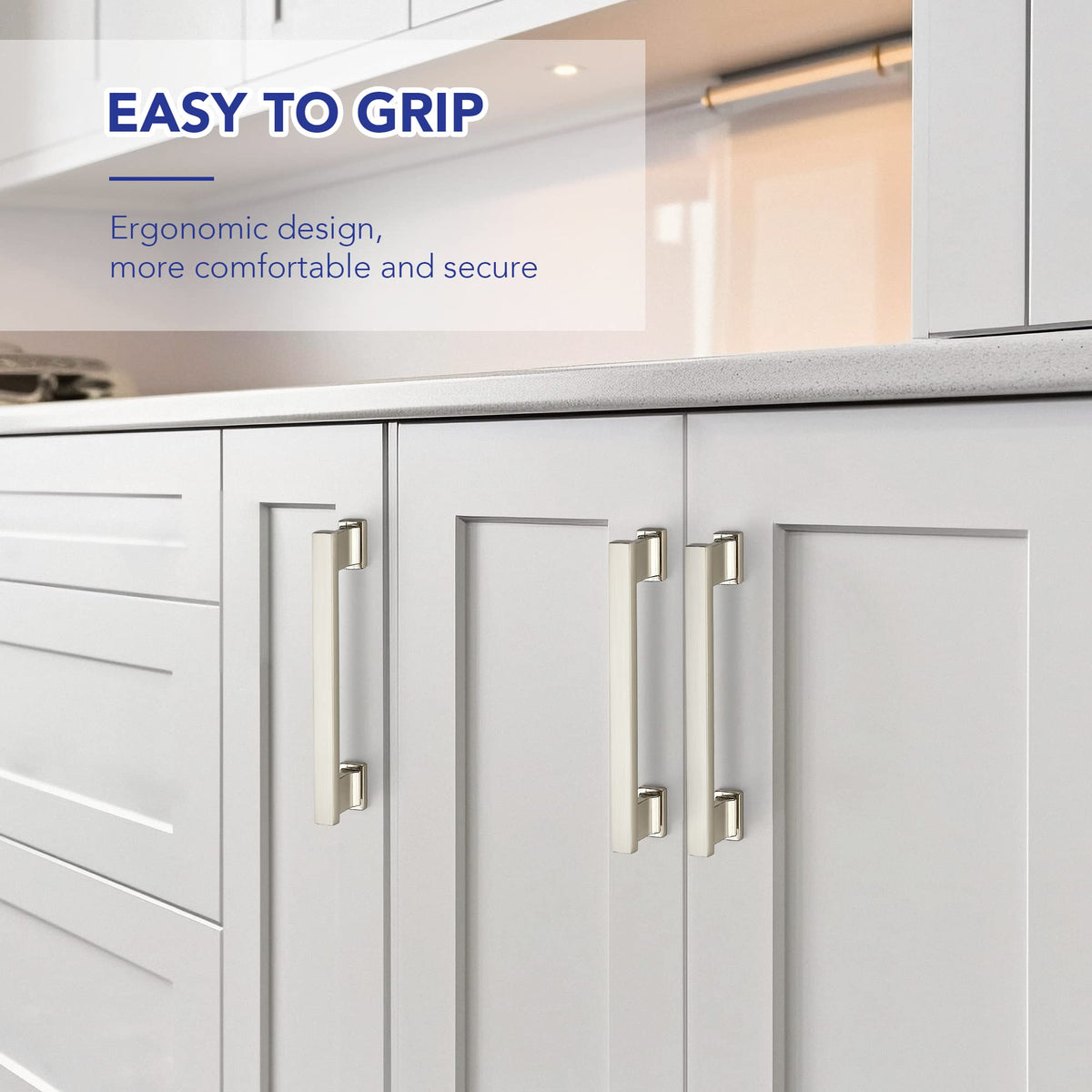 Ravinte Hardware brushed nickel finish on drawer handle adds modern style