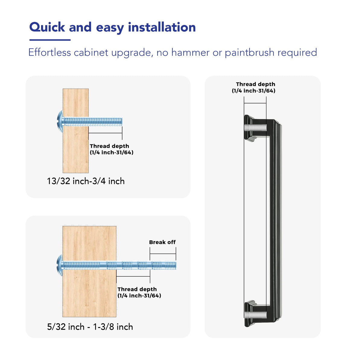 Screws included with Ravinte cabinet pulls for quick install