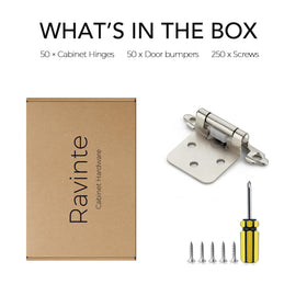 Ravinte hinges include screwdriver for faster installation.