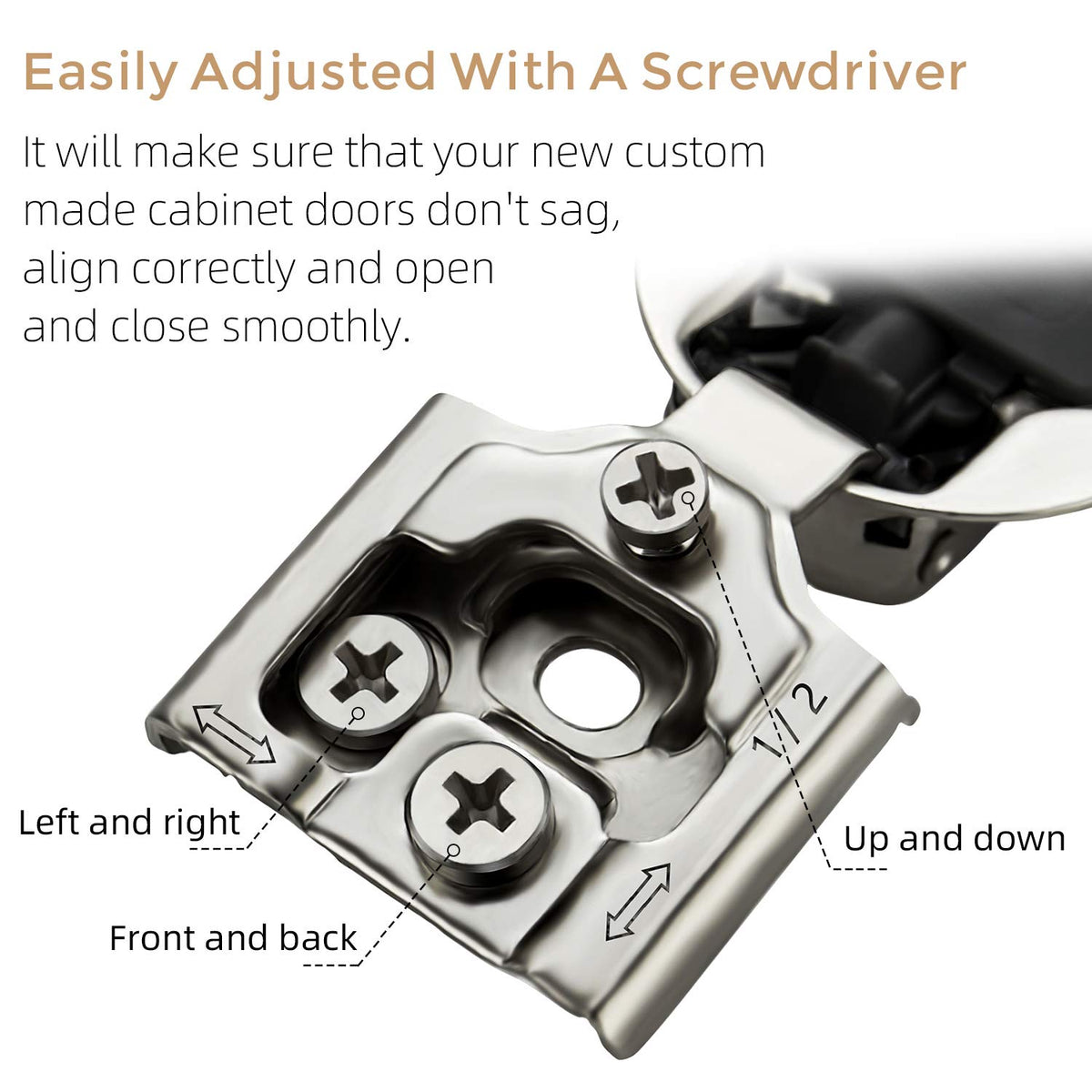 Ravinte hinge with 3-way adjustment for precise alignment on face-frame cabinets.