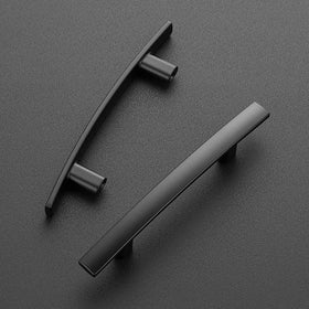 Close-up of Ravinte matte black arch handle showing curved design and smooth finish.