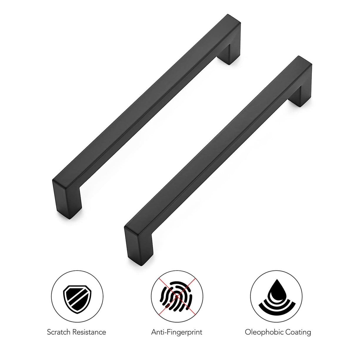 Ravinte matte black square cabinet handle installed in a kitchen for style upgrade