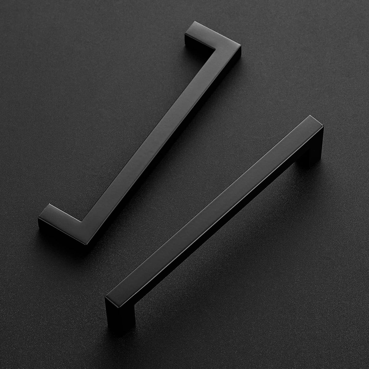 Ravinte matte black square cabinet handle side profile blends with styles and is durable