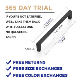 Ravinte matte black cabinet pulls 136mm length for accurate fit.