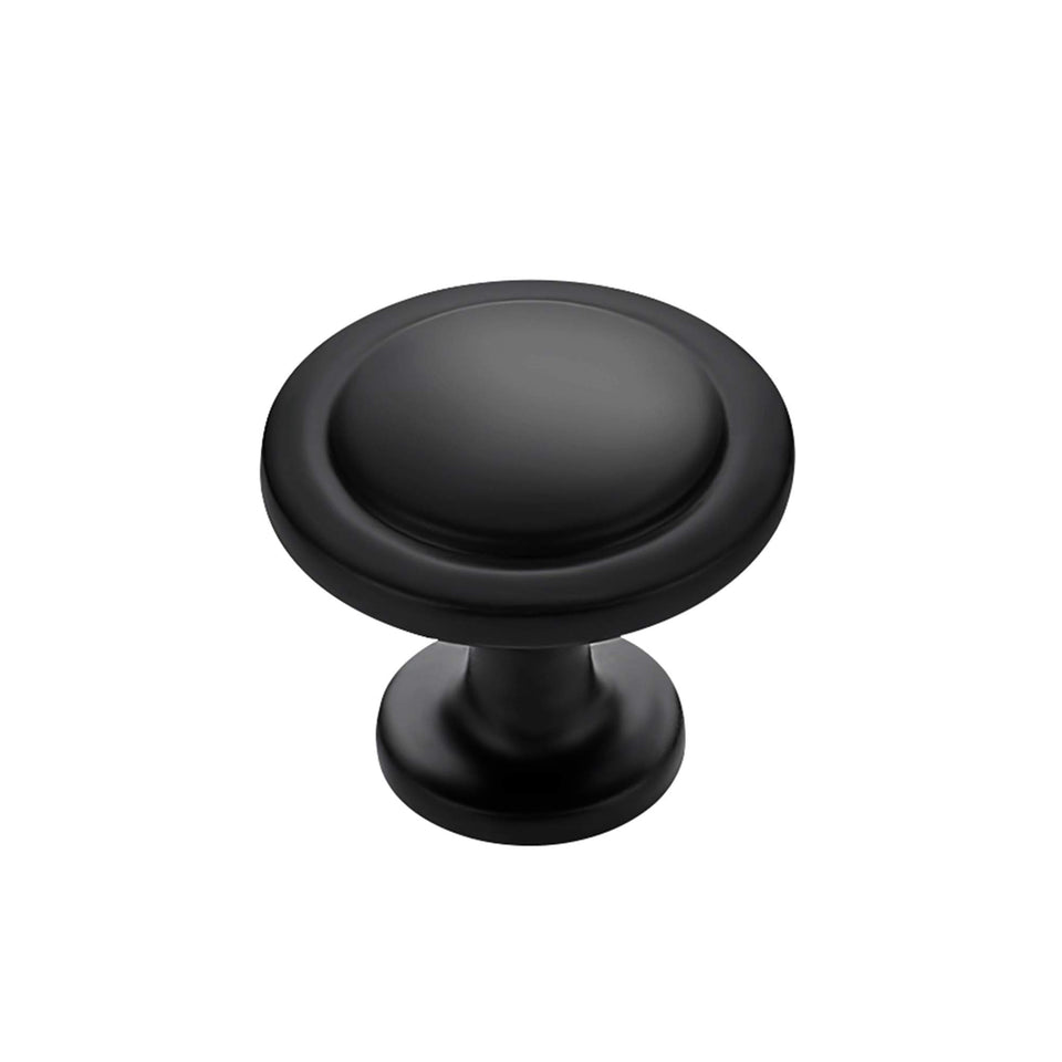 Ravinte matte black euro knob close-up highlighting a durable, timeless finish.