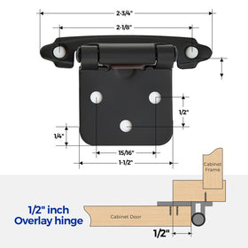 Ravinte matte black hinge close-up shows sturdy 1.5mm metal construction.