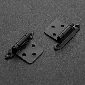 Ravinte matte black hinges close-up showing durable finish for kitchen uses.