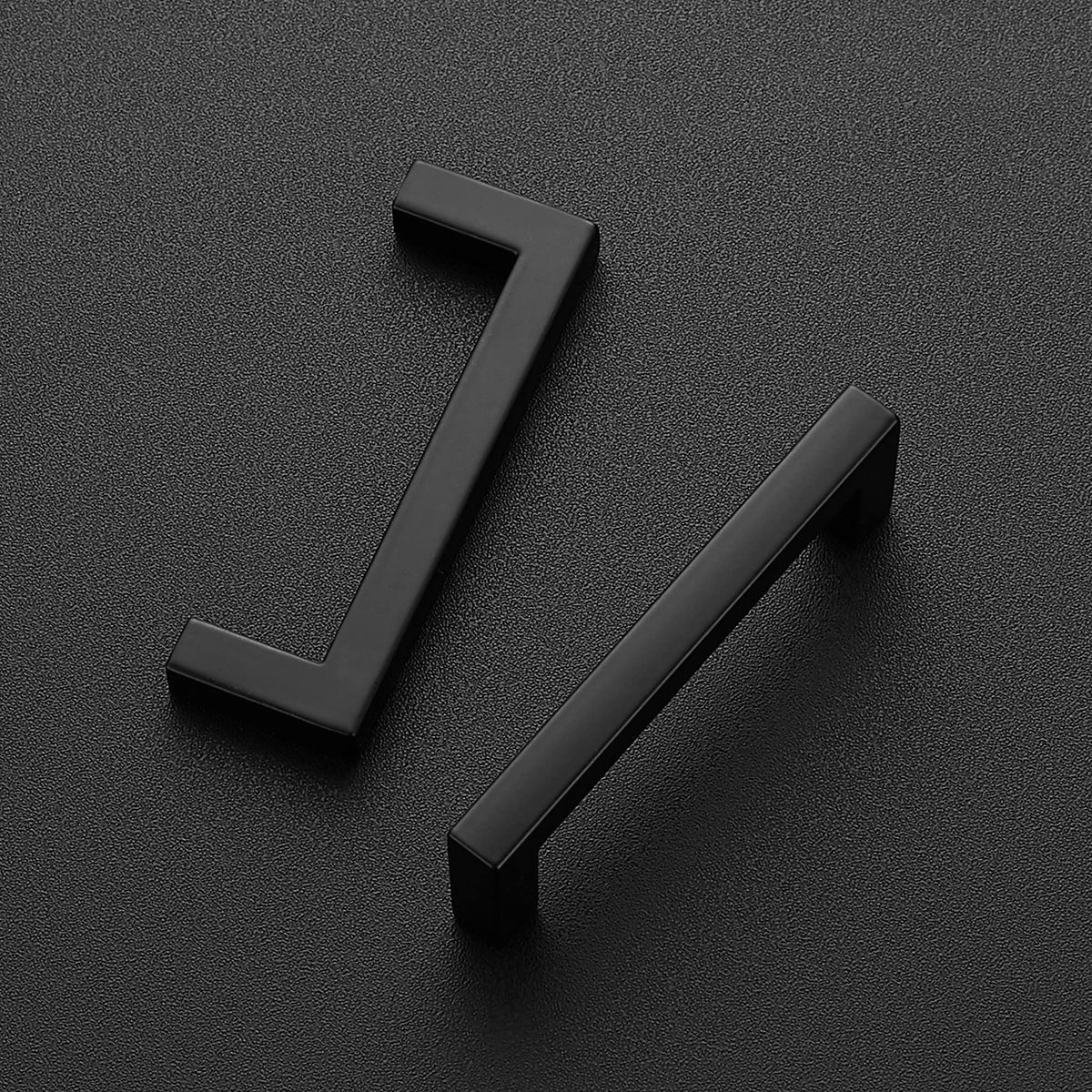 Ravinte matte black cabinet pulls on display showcasing modern, fingerprint-resistant finish.
