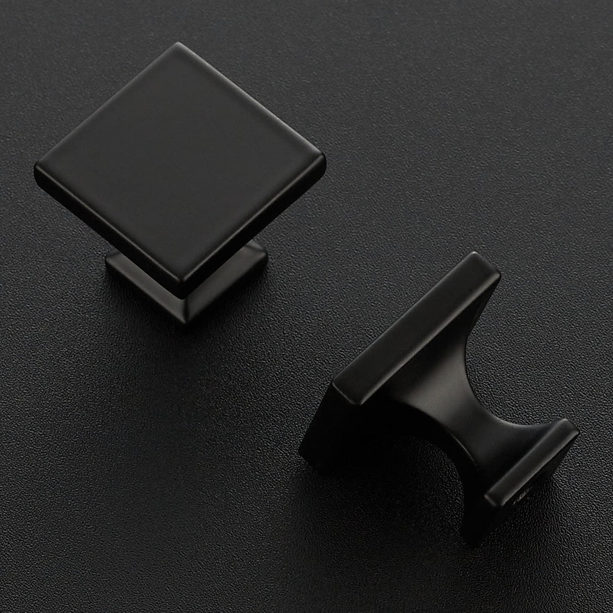 Ravinte matte black square knob pack-25 view highlights a cohesive kit for updating entire cabinetry.