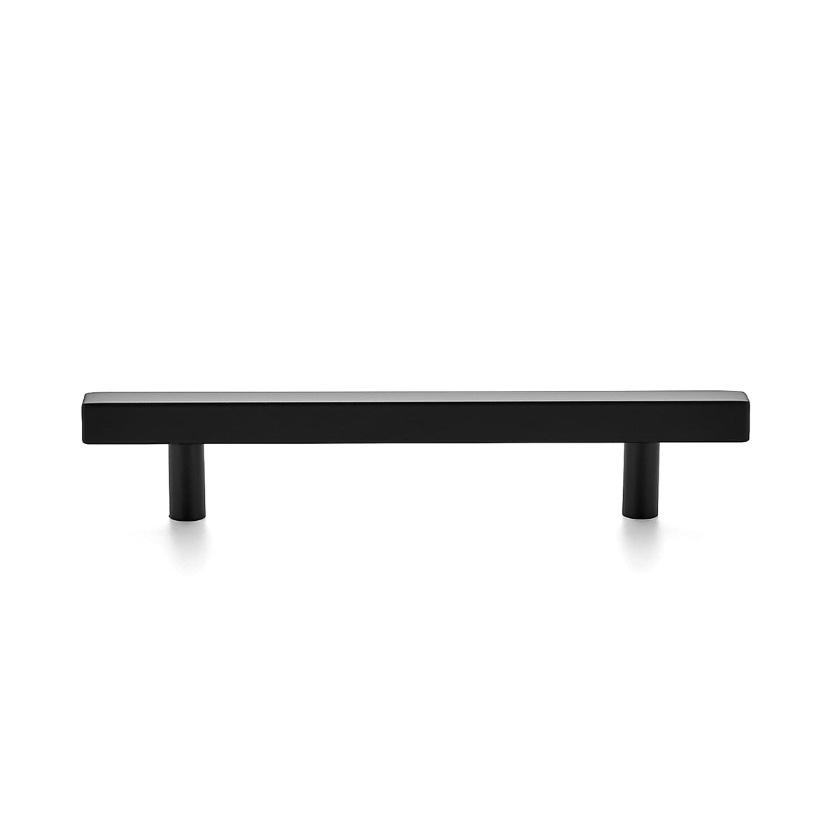 Bold matte black hardware adds contemporary vibe to cabinetry.