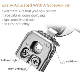 Ravinte 1-1/4 inch overlay hinges ensure reliable alignment and smooth opening.