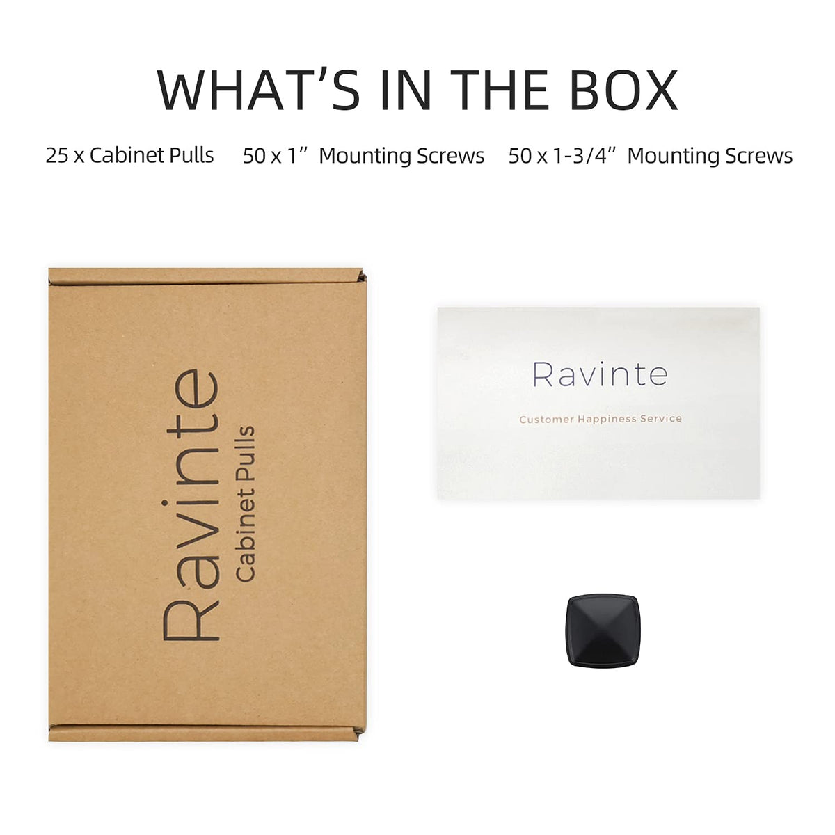 Ravinte 25-pack matte black knobs for cohesive updates