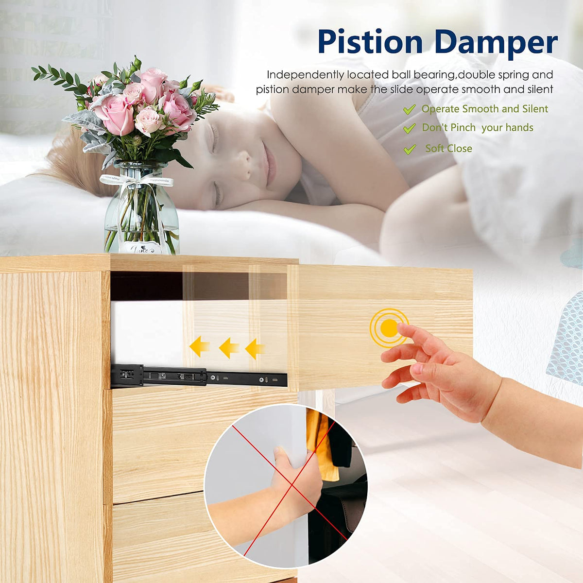 Ravinte quiet operation prevents drawer slams during daily use