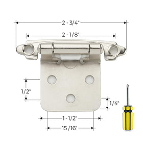 Ravinte satin-nickel finish hinges provide durable, fingerprint-resistant hardware.