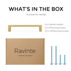 Ravinte solid zinc brushed-brass handle offers lasting strength for cabinets.