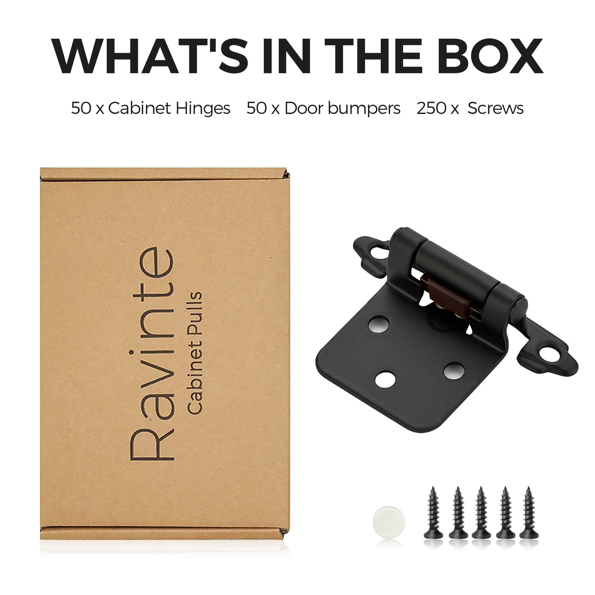 Ravinte hinges feature built-in spring for automatic close