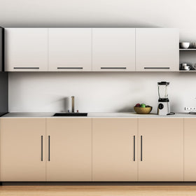 Ravinte square cabinet hardware in matte black enhances traditional and contemporary cabinets