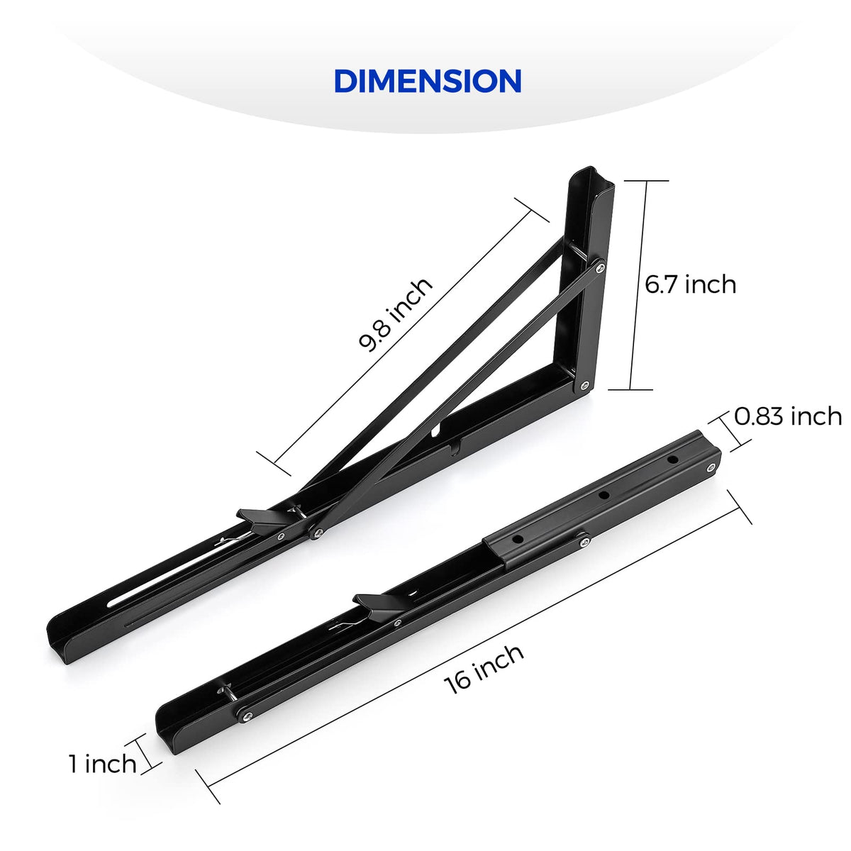 Ravinte two-pack folding brackets mounted on wall displaying space-saving design.