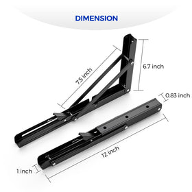 Ravinte matte black folding brackets offer easy wall-mount installation for flexible shelves.